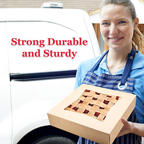 Pencereli Kraft Pasta Kutuları, 10” x 10” x 2 ½ Genişlik, Tek Kullanımlık, 15 Fırın Kutusu Konteyner Seti, Kek Hamur İşleri Çörekler