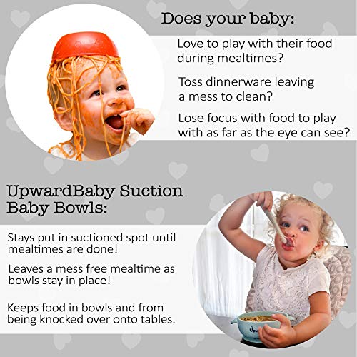 Emişli Bebek Kaseleri-Kaşıklı 4 Parçalı Silikon Set-UpwardBaby-Bebekler Çocuklar için Bebekler-BPA İçermez-İlk Aşama Kendi Kendine