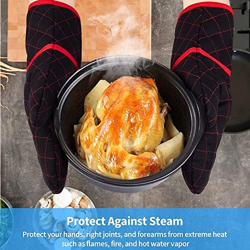 Fırın eldiveni ısıya dayanıklı fırın eldiveni mutfak kalınlaşmış Pamuk kaymaz eldiven el koruyucu ızgara / Pişirme / pişirme
