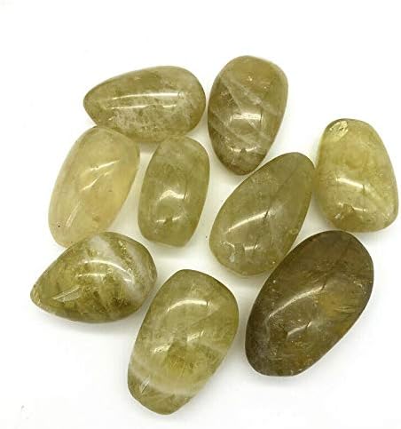 kannore LJ1212 1 adet Doğal Limon Sarı Kuvars Kristal Cilalı Palm Taş Gem Numune Şifa Doğal Taşlar ve Mineraller Ruh Yatıştırmaya