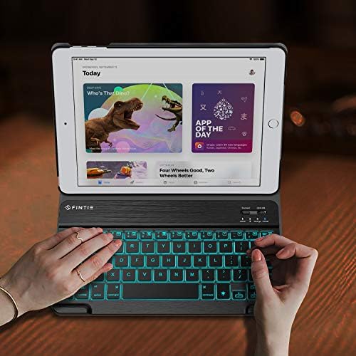 Fintie 9 İnç İnce kablosuz Bluetooth Klavye ile 7 Renk Arkadan Aydınlatmalı için iPad 9.7 2018 2017, iPad Hava 1 2 3, iPad Mini