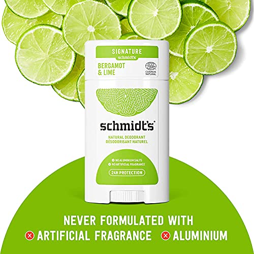 Schmidt'in Kadınlar ve Erkekler için Alüminyum İçermeyen Doğal Deodorantı, 24 Saat Koku Korumalı Bergamot ve Kireç, Sertifikalı