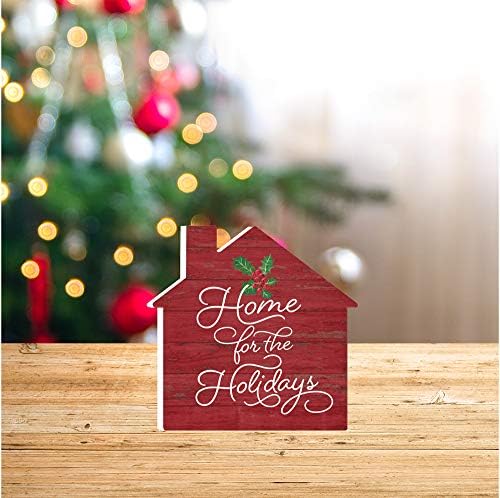 P. Graham Dunn ev tatil için pembe kırmızı 3.2667 x 3.25 çam ahşap Noel küçük şekil işareti