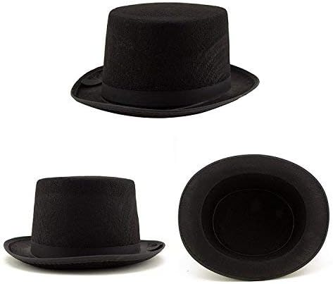Adorox Şık Keçe Siyah Silindir Şapka Fantezi Kostüm Partisi, Renk Yok, Boyut Yok Boyut