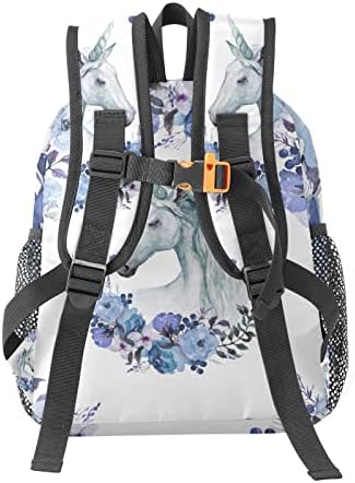 Çiçek Mavi Unicorn Kişiselleştirilmiş Okul sırt çantası için Çocuk-Erkek / Kız Toddler Sırt Çantası Anaokulu Seyahat gizli sakli
