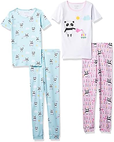 Çocuk yeri bebek ve yürümeye başlayan çocuk kız Panda rahat uygun pamuk 4 parçalı pijama