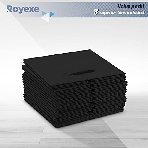 Royexe Depolama Küpleri-11 İnç Küp Saklama Kutuları (8'li Set). Çift Kulplu Kumaş Cubby Organizatör Sepetleri / Katlanabilir