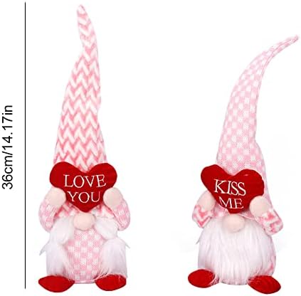 Sevgililer Günü Gnome Gonk Süslemeleri, Pembe Gnome, el Yapımı Peluş Bebek İskandinav Tomte Aşk Kalp Meçhul Elf İsveç Bebek Süs