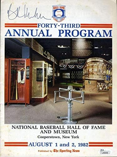 Bowie Kuhn JSA Coa İmzalı El İmzalı 1982 Hall Of Fame Programı-MLB İmzalı Çeşitli Ürünler