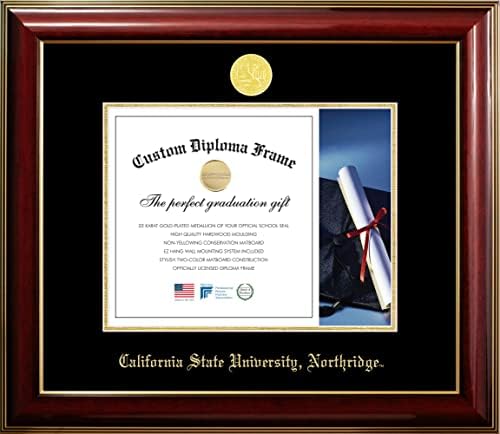 Kampüs Görüntüleri California Eyalet Üniversitesi, Northridge 11w x 8.5 h Klasik Maun Altın Kabartmalı Diploma Çerçevesi