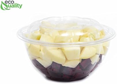 kapaklı 32oz Salata Kaseleri (300 Sayım) - Şeffaf Plastik Tek Kullanımlık Salata Kapları / Hava Geçirmez, Öğle Yemeği, Salatalar,