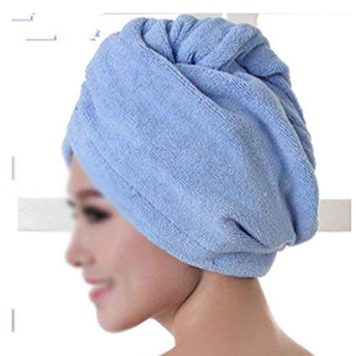 ZZWZM Kadın Banyo Süper Emici Çabuk kuruyan Kalın Mikrofiber banyo havlusu Saç Kuru Kap Salon Havlu (Renk: Açık mavi)