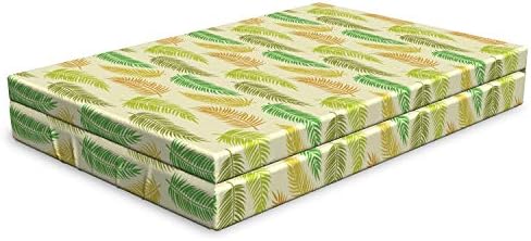 Lunarable Tropikal Köpek Yatağı, Düz Arka Plan Baskısında Pastel Renkli Yeşil Tonlarda Egzotik Eğrelti Frond Palmiye Ağaçları,