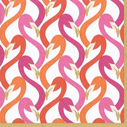 Caspari Peçeteler Flamingo Parti Dekor Tiki Bar Kağıt Peçeteler Öğle Yemeği / Tatlı Peçeteler Pembe Pk 40