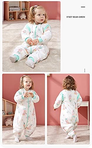 OuYun Bebek %100 % Pamuk Uyku Tulumu Sonbahar Tüm Mevsim Kollu Ayrılabilir Toddlers Bacaklar ile Giyilebilir Battaniye