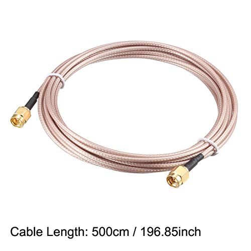uxcell Düşük Kayıplı RF Koaksiyel Kablo Bağlantısı Koaksiyel Tel RG-178, RP-SMA Erkek SMA Erkek 500 cm 2 adet