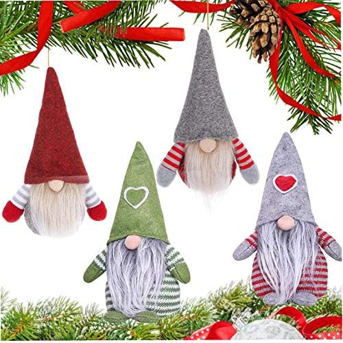 4 ADET Noel Cüceler Set El Yapımı Santa Gnome Peluş Bebek Heykelcik Noel gonk Cüce Elf Cüce Dekorasyon, Noel Süsler Hediye El