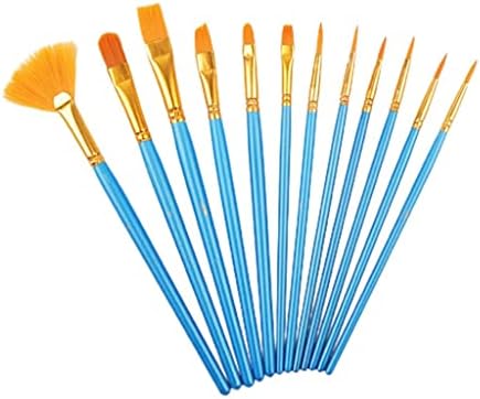 NSXKB 12 Adet İnci Mavi Çubuk Boyama Suluboya Kalem Seti Naylon Yün Fan Yağlı boya Fırçası DIY Akrilik Boya Fırçası