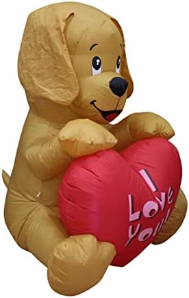 İki Sevgililer Günü Partisi Süslemeleri Paketi, 4 Ayak Şişme Yavru Köpek ve 4 Ayak Boyunda Sevgililer Günü Şişirilebilir Oyuncak
