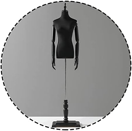 JIANFEI Kadın Manken Torso, Ayarlanabilir Yarım Vücut Kadın Elbise Formu Modeli ile Ahşap Taban ve Kol, Gerçekçi Manken Ev Vitrin