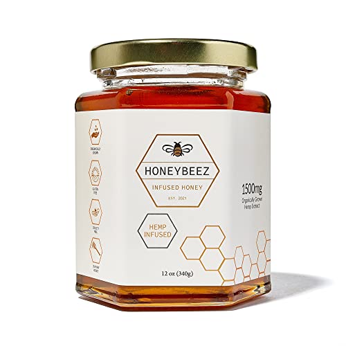 HoneyBeez ABD Grade A Ham Filtrelenmemiş Bal-1000 mg Kenevir Özü ile Aşılanmış - Stres Giderici, Ağrı kesici, İnflamasyonu ve