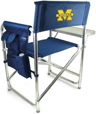 NCAA Michigan Wolverines Yan Masa ile Spor Sandalye - Plaj Sandalyesi - Yetişkinler için Kamp Sandalyesi