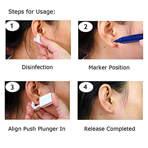 6 Adet Tek Kullanımlık Steril Kulak Piercing Gun Ünitesi Aracı ile Kulak Damızlık Asepsi Pierce Kiti