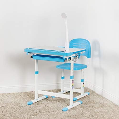 VIVO Mavi Yüksekliği Ayarlanabilir Çocuk Masası ve Sandalyesi, LED Lambalı Çocuk İnteraktif İş İstasyonu, MASA-V303B