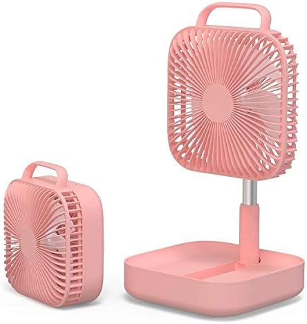 Caofeng Çok Fonksiyonlu Taşınabilir Katlanır Fan ile 80 Derece Sallayarak Kafa ve Dört Hava Kaynağı Modları(Pembe) (Renk: Beyaz)