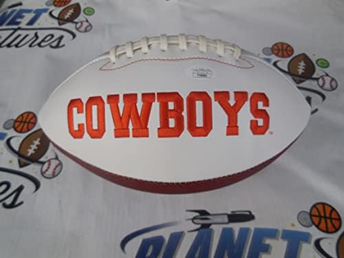 Spencer Sanders, Oklahoma Eyaleti OSU Kovboyları logolu futbol w/Go Pokes JSA coa'yı imzaladı