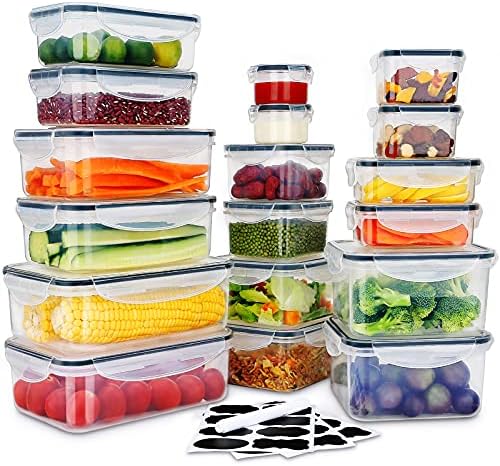 36 ADET Gıda Saklama Kabı, Kapaklı İstiflenebilir Plastik Kaplar-%100 Hava Geçirmez ve BPA İçermeyen ve Mikrodalga Fırın, Bulaşık