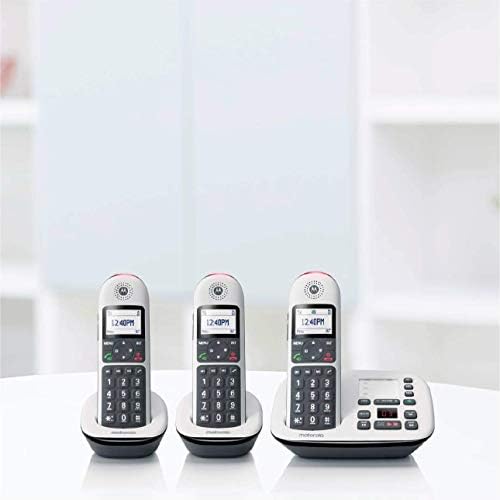Motorola CD5013 DECT 6.0 Telesekreterli Kablosuz Telefon, Çağrı Engelleme ve Ses Artırma, Beyaz, 3 Telefonlar