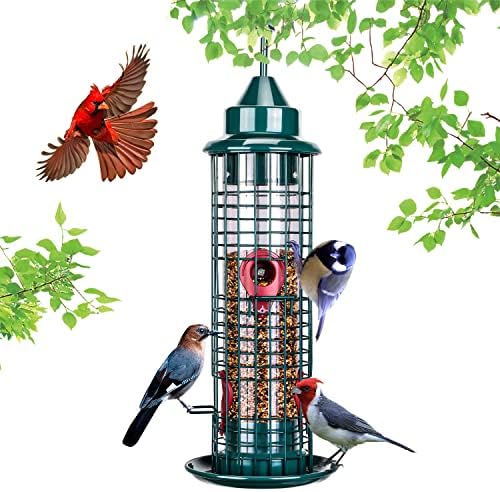 Asılı Kuş Besleyici, Dış Mekan için Kuş Besleyiciler, 4 Besleme Portu ve Standlı Kuş Besleyici, Bahçe Bahçe Dekorasyonu için
