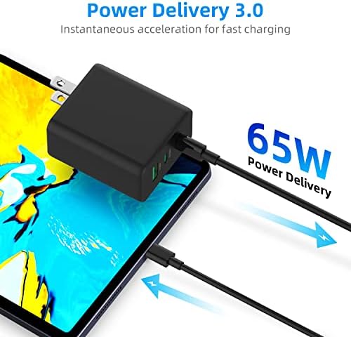 65 W/60 W PD Hızlı Şarj Powered, USB C GAN Hızlı Şarj (3-Şarj Portu) Seyahat Kolay Katlanabilir Fiş ile, Tip-C Duvar Şarj Değiştirme