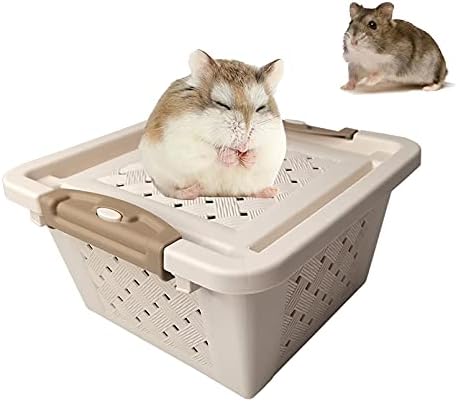 Hamiledyi Taşınabilir Hamster Kafesi, Kobay Plastik Taşıma Kutusu Nefes Temizleme Seyahat Açık Taşıyıcı Chinchilla Sincap Cüce