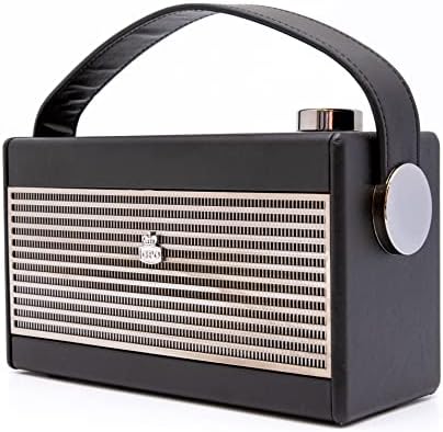 GPO Darcy Retro Taşınabilir Analog Radyo, Retro Izgaralı ve Taşıma Saplı-Siyah ve Gümüş