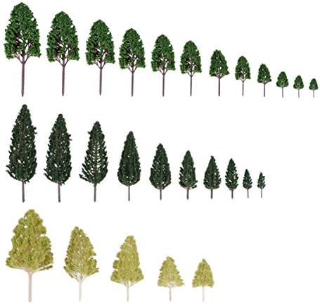 Garneck 27 pcs Mini Modeli Ağaçları Set Mimari Peyzaj Modeli Manzara Modeli Ağaçları Demiryolu DIY Sahne Dekorasyon