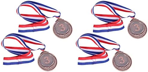PRETYZOOM 4 adet Metal Ödülü Madalya ile Boyun Şerit Buğday Kazanan Madalya için Spor Oyunları Yarışması (Bronz, Üçüncü Ödül)