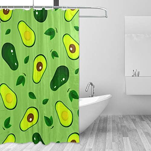 Üst Marangoz Avokado Yeşil Banyo Duş Perdesi Gömlekleri-60x72in - %100 Polyester-Banyo Dekorasyonu için C Şeklinde Kancalı Su