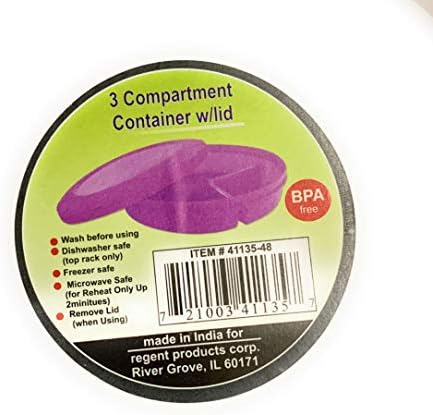 3 Mikrodalga Gıda Saklama Kabı Seti, 3 Bölmeli Bölünmüş BPA İçermeyen Çeşitli Renkler (3 Paket)