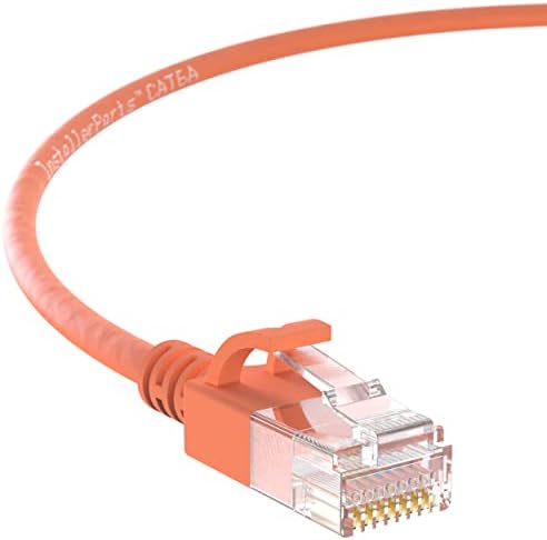 InstallerParts Ethernet Kablosu CAT6A İnce Kablo UTP Önyüklemeli 0.5 FT-Turuncu-Profesyonel Seri-10Gigabit / Sn Ağ / Yüksek Hızlı