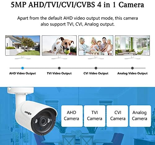 Abronis 5MP Bullet Kamera, Hibrid 4-in-1 TVI/CVI/AHD / CVBS Kablolu Güvenlik Kamera, 3.6 mm IR Cut, gündüz / Gece Görüş Kapalı