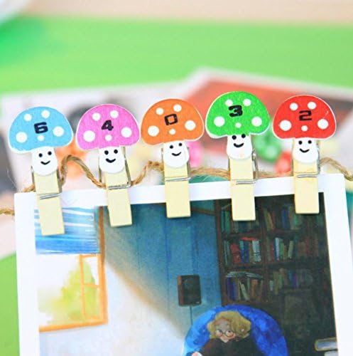 Freedı 12 Adet Ahşap Mini Clothespins Fotoğraf Kağıdı Peg Pin Craft Klip + Jüt Kordon Parti Dekor (Mantar)
