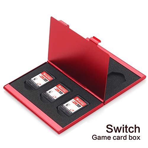 Nintendo Switch için Premium Oyun Kartı Kılıfı, Nintendo Switch için Alüminyum Oyun Kartuşu Tutacağı (6 Oyun Kartı Tutun) - Kırmızı