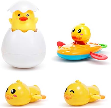 4 Pcs Bebek Banyo Oyuncak Ördek Su Oyuncak Banyo Su Yüzen ve Oyuncak Kuluçka Yumurta Oyuncaklar Yüzme Küvet Havuzu Ördek Oyuncaklar