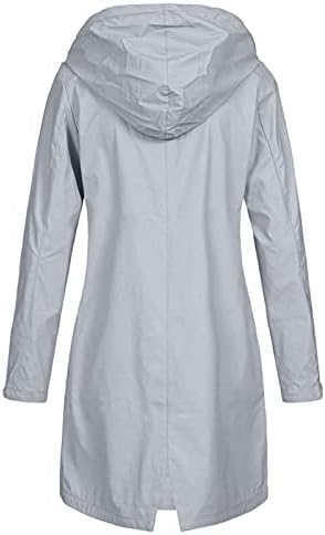 Kadınlar için ceketler Su Geçirmez Yağmurluk Rahat Kapüşonlu Uzun Giyim Uzun Kollu Fermuar Düğmesi Cep ile Tops