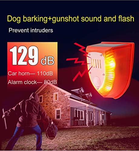 LAFEINA 2 Paket Güneş Güvenlik Alarm ışıkları, 129dB silah sesleri ve Köpek havlayan Ses ve ışık çakarlı lamba uyarı Lambası