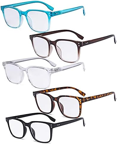 Eyekepper 5 Paket Büyük okuma gözlüğü-Kare Okuyucular Gözlük Erkekler Kadınlar için Okuma