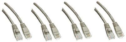 Cat5e Yüksek Hızlı LAN Ethernet Yama Kablosu, Takılmayan/Kalıplanmış Önyükleme, 4', Gri, 4'lü Paket (ED755812)