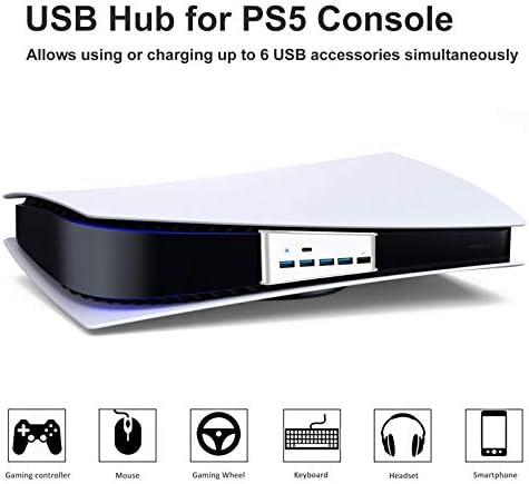 EEEKit 5 Port USB Hub için PS5, PS5 USB Yüksek Hızlı Uzatma Hub ile 4 Port & 1 Tip-C Portu, USB Hub Tak & Çalıştır USB Genişletici